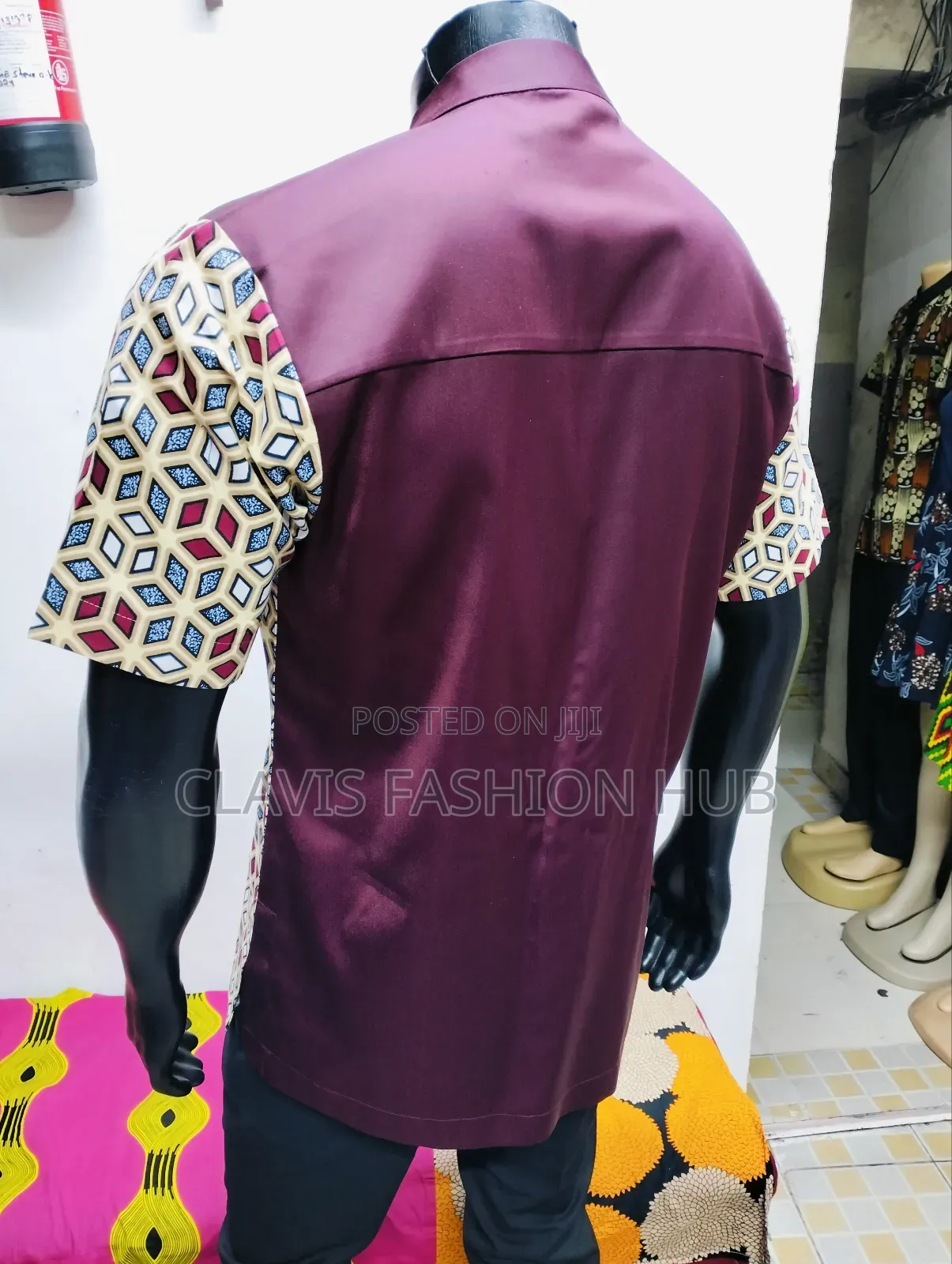 Geometric Print African Shirt for Men
