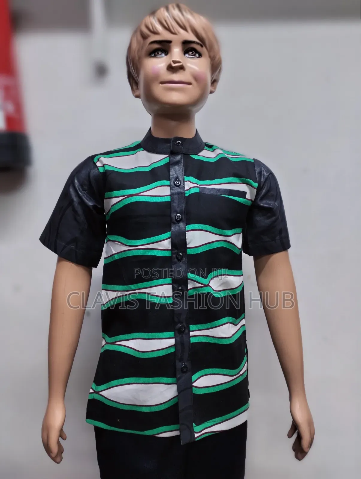 Green Waves Boys African Shirt 5-6 Years