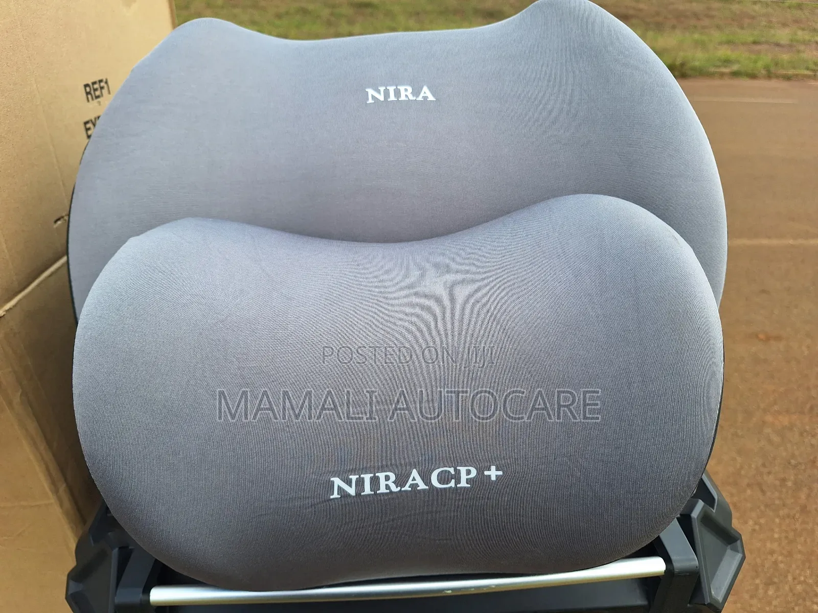 Back and Headrest Support Pillows 2 PCS (Black Grey Colors )Car Set