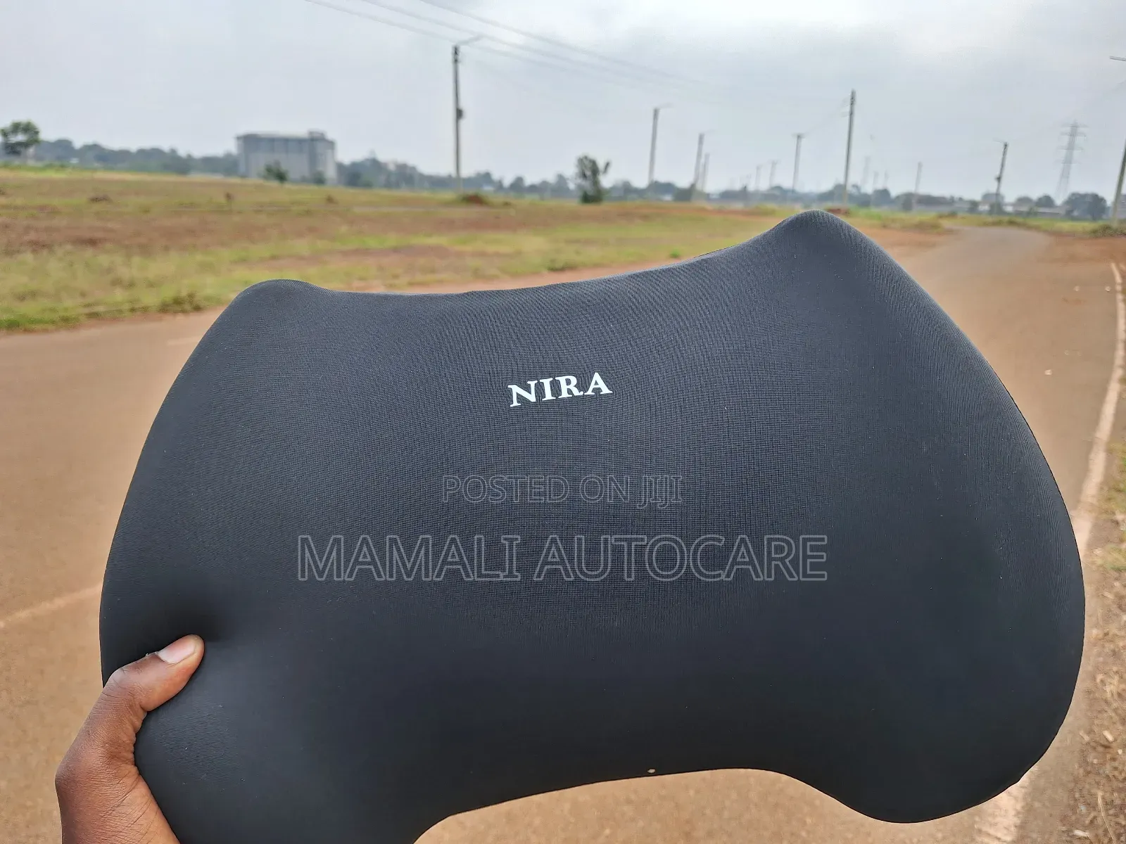 Stylish Black / Grey Car Cushion Set Back and Headrest 2 PCS