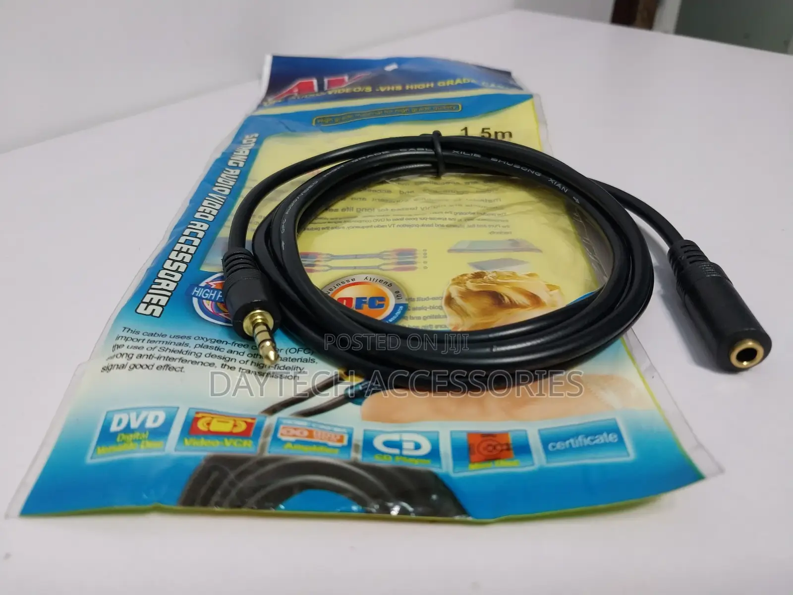 3.5mm Male to 3.5mm Female Extension Gold Plated Audio Cable 1.5m