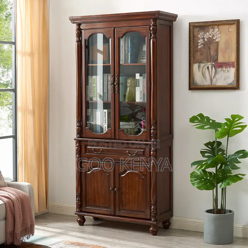 Office Cabinet; Wooden File Office Cabinet With Glass Top Doors