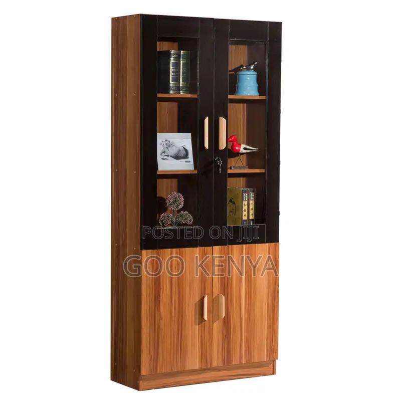 Office Cabinet; Wooden File Office Cabinet With Glass Top Doors