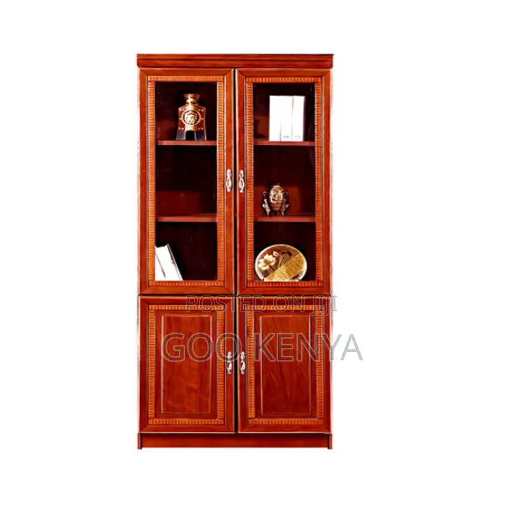 Office Cabinet; Wooden File Office Cabinet With Glass Top Doors