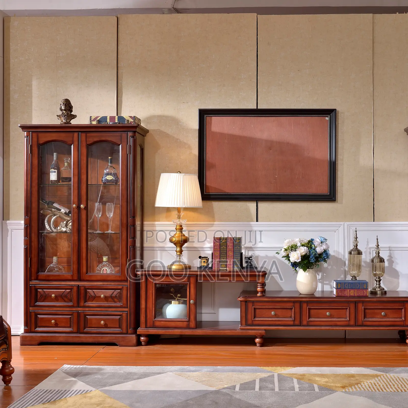 Home Wardrobe; Classic Wooden Wardrobe With Glass Top Panels
