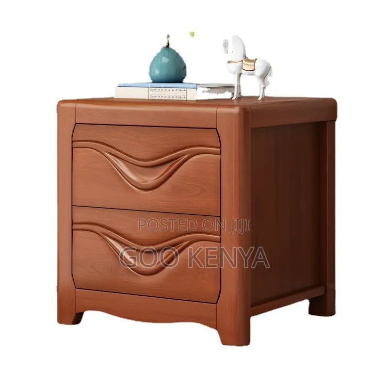 Home Cabinet; Wooden Nightstand With Double Drawers