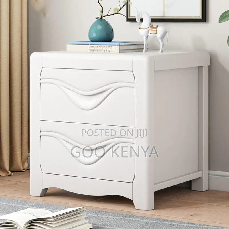 Home Cabinet; Wooden Nightstand With Double Drawers