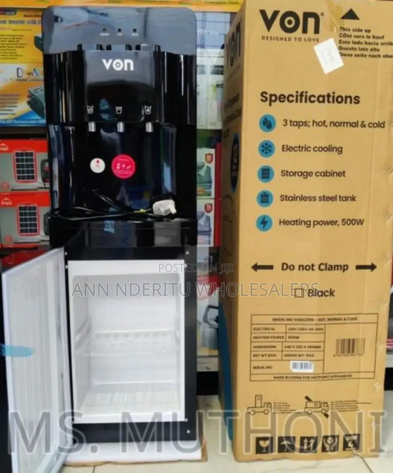Black Von 3 Taps Water Dispenser