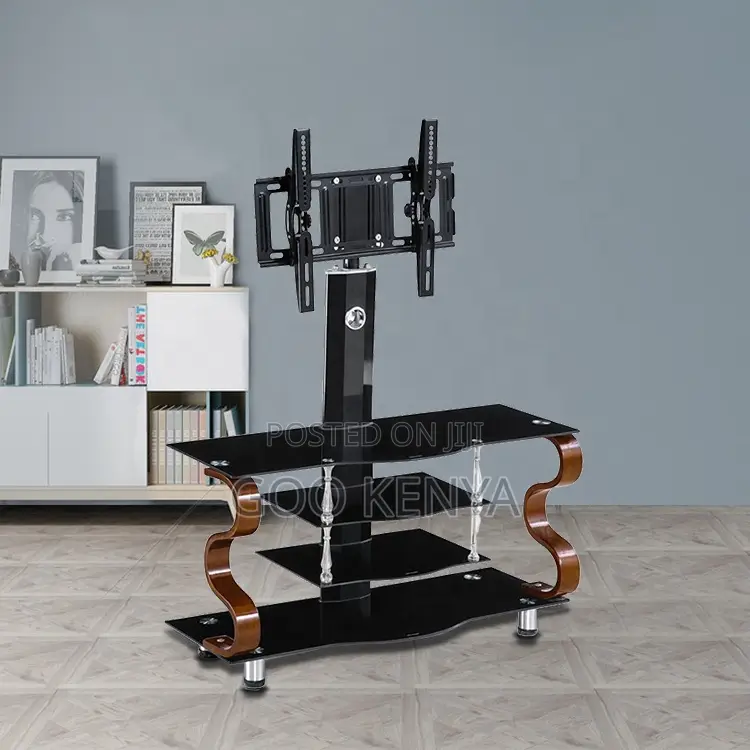 Living Room Tv Stand; Glass Top Tv Stand With Mount Home Furniture