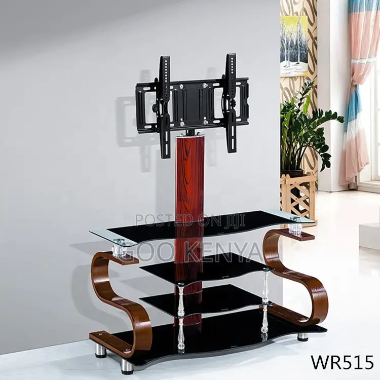 Living Room Tv Stand; Glass Top Tv Stand With Mount Home Furniture