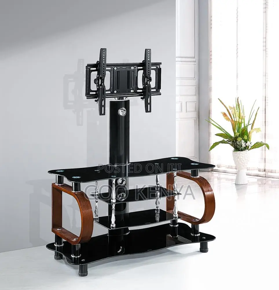 Living Room Tv Stand; Glass Top Tv Stand With Mount Home Furniture