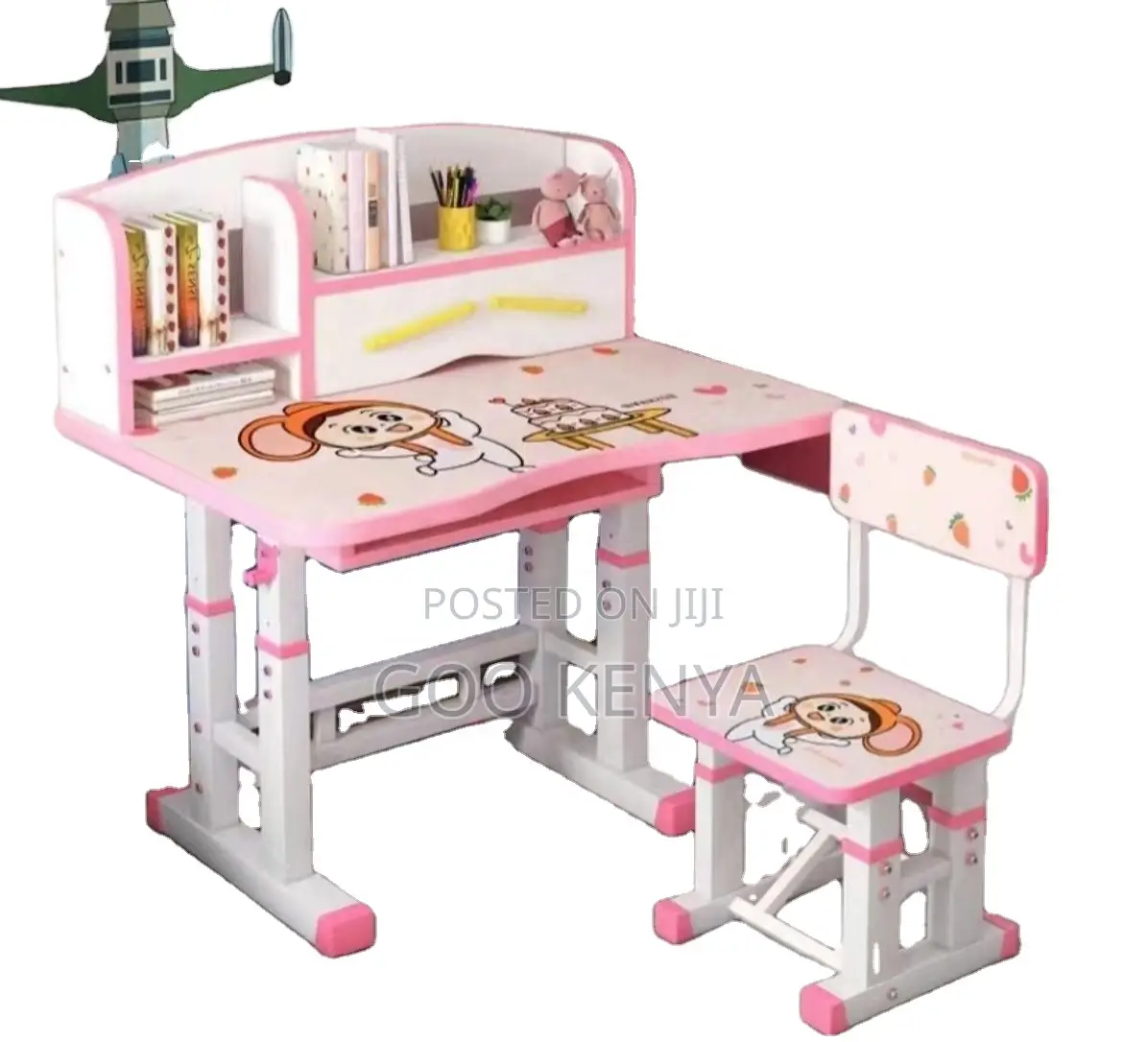 Kid's Study Desk; Kids’ Learning Desk And Chair Set With Bookshelf