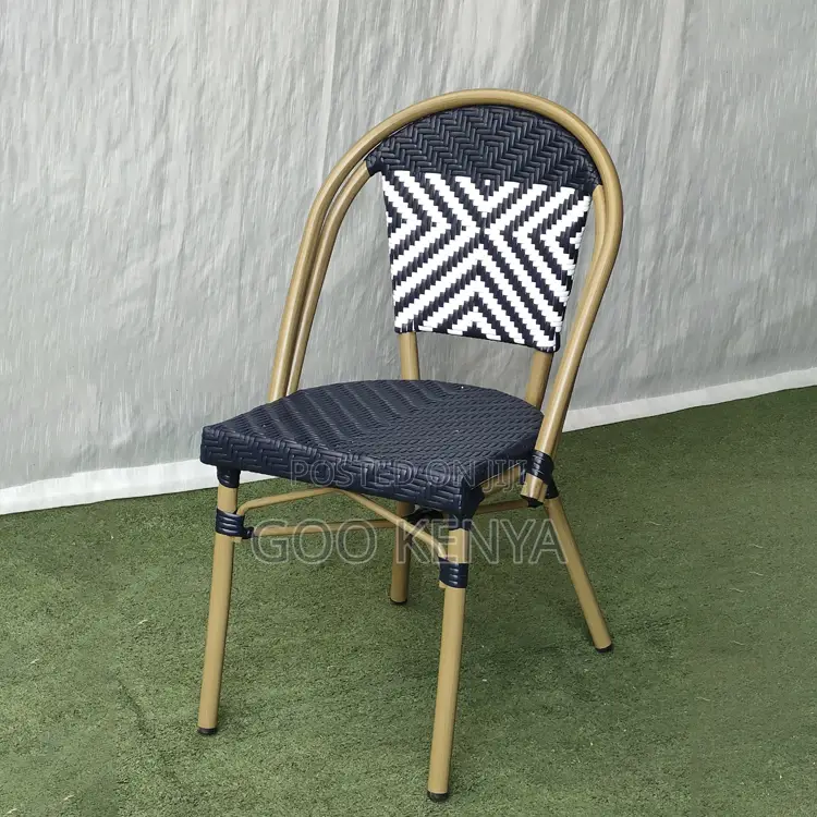 Dining Chair; Patio Rattan Dining Chair With Sturdy Steel Base
