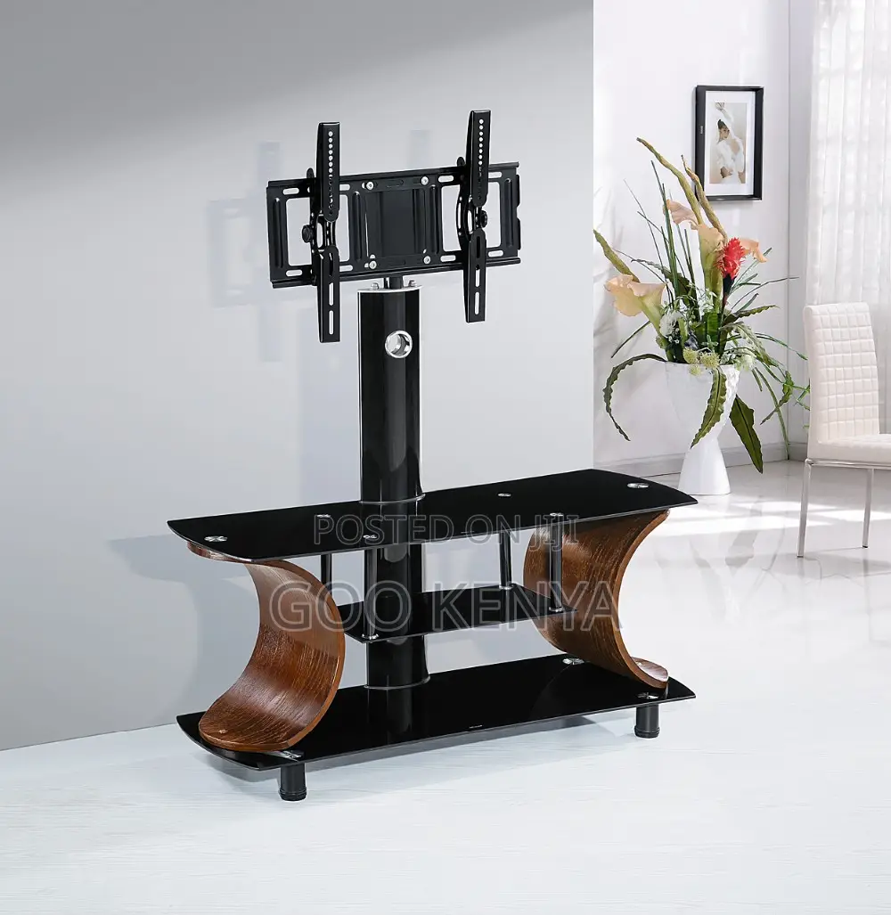 Home Tv Stand; Glass Tv Display Stand With Storage and Mount
