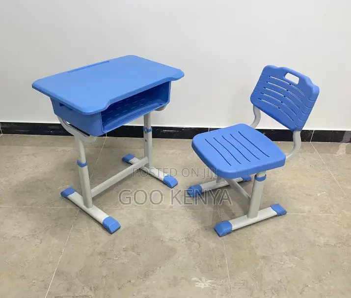 School Kid's Desk; Kids’ Writing Desk With Chair and Organizer Shelves