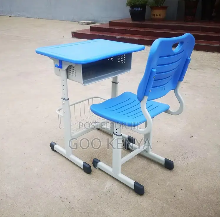 School Kid's Desk; Kids’ Writing Desk With Chair and Organizer Shelves