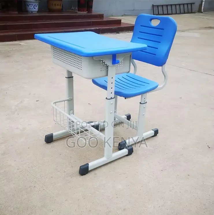 School Kid's Desk; Kids’ Writing Desk With Chair and Organizer Shelves