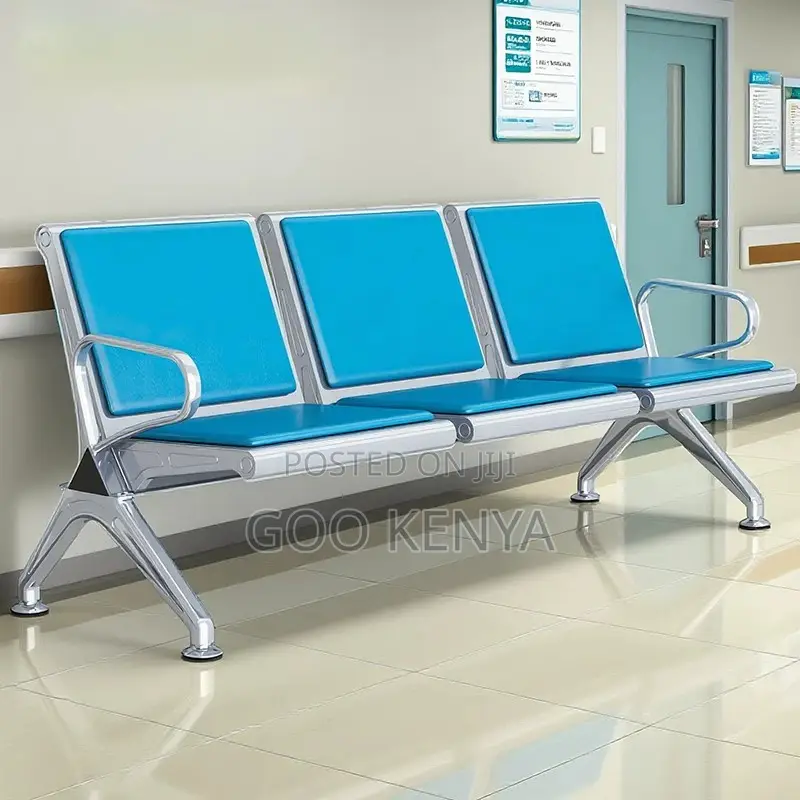 Office Bench; 3-Seater Office Reception Chair With Metal Base
