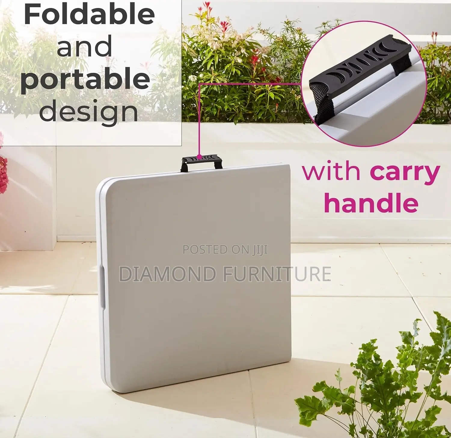 Office Furniture; Durable Foldable Plastic- Table for Indoor Outdoor