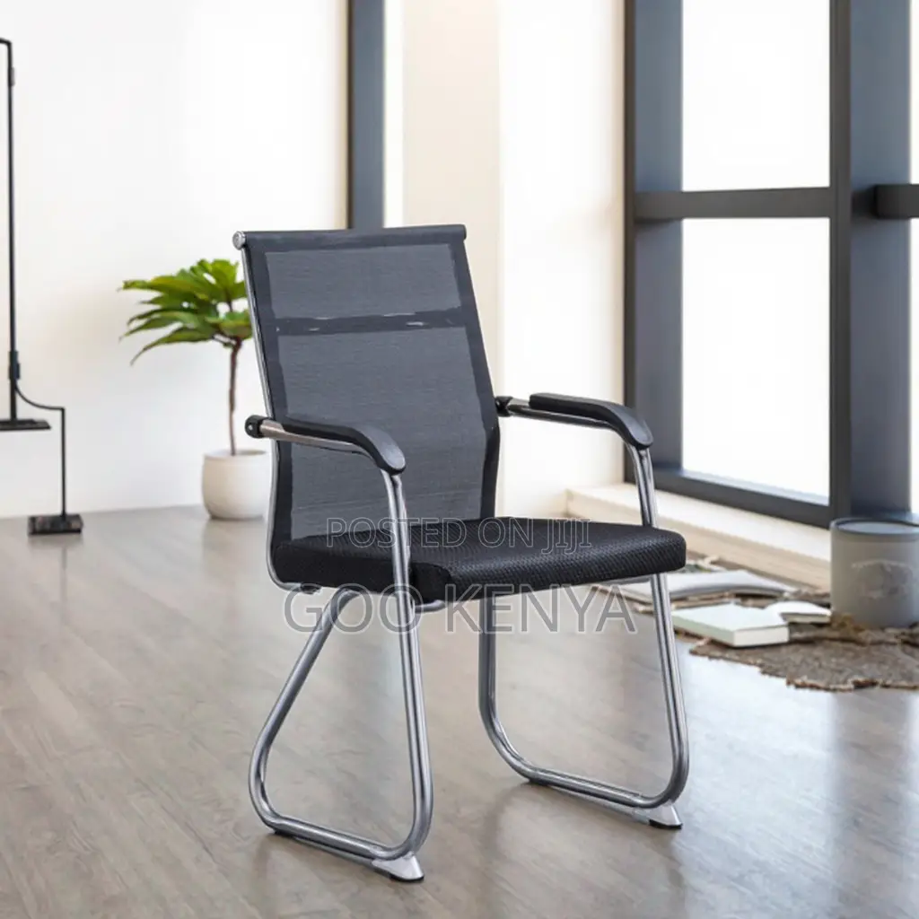 Office Chair; Ergonomic Chrome Mesh Guest Chair