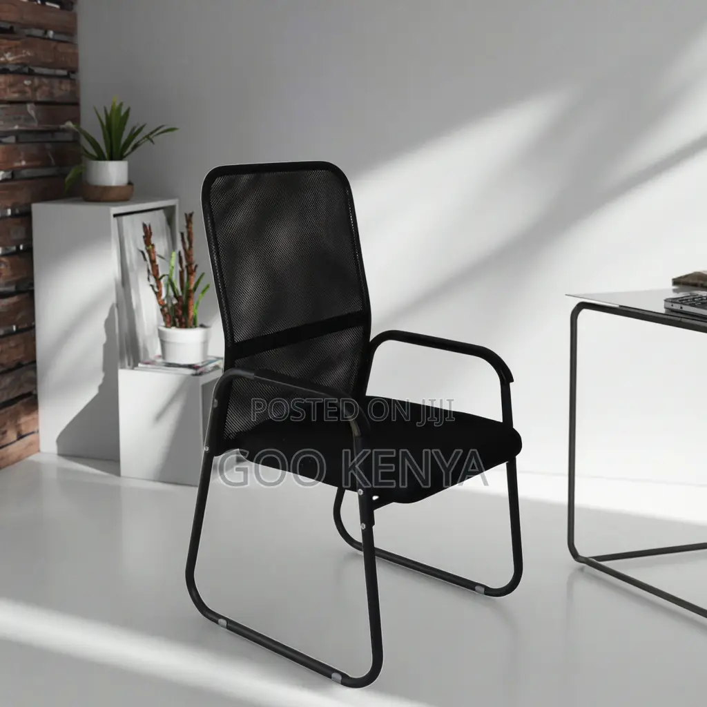Office Chair; Ergonomic Chrome Mesh Guest Chair