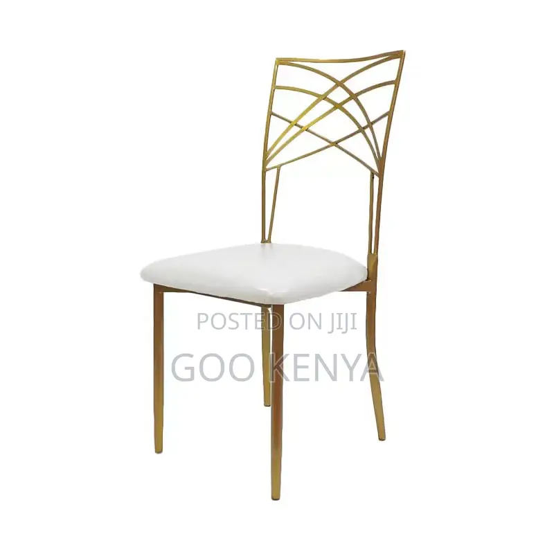 Outdoor Chair; Elegant White Garden Chair With Gold Legs