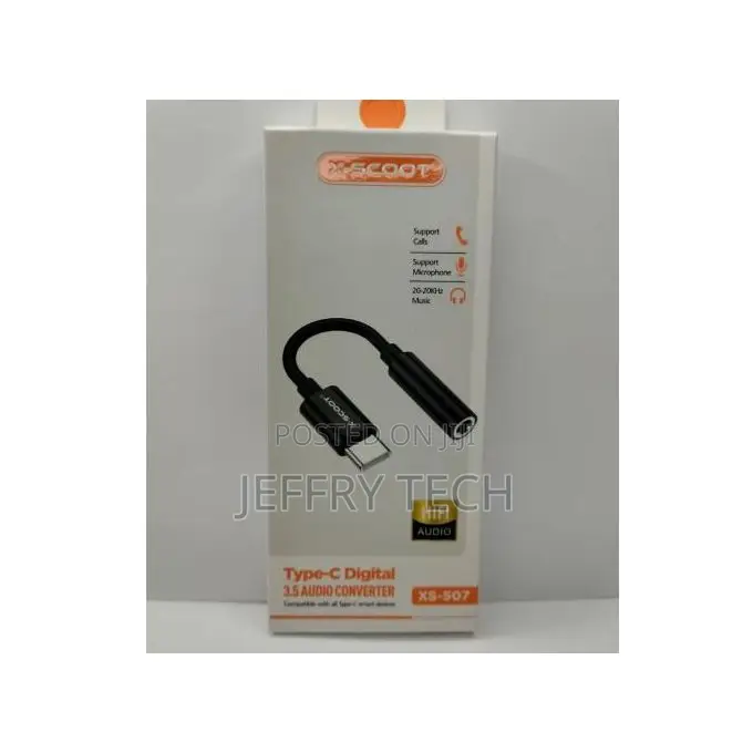 X-Scoot Type-C to 3.5mm Adapter-Color-Black.