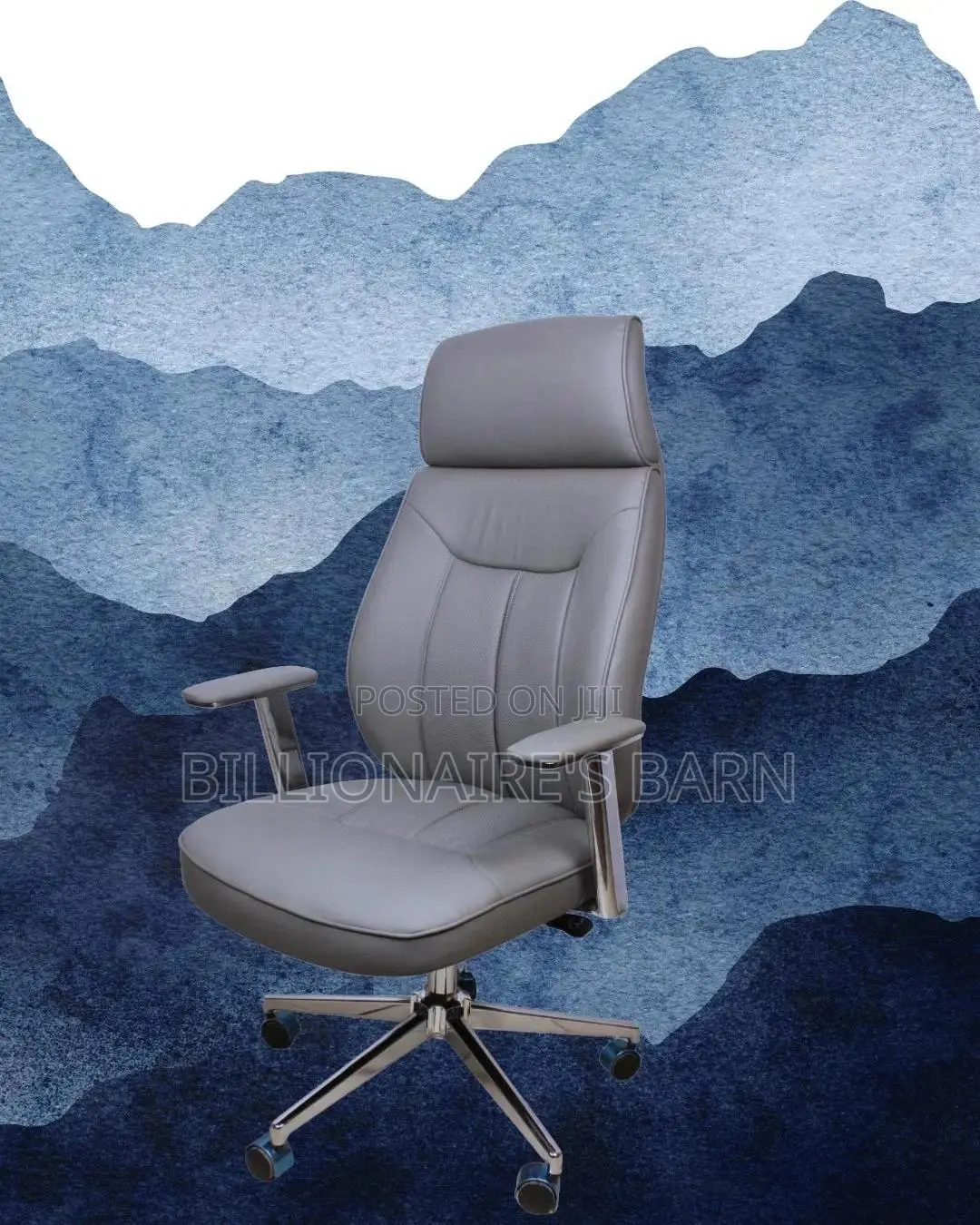 Minimal Grey Executive Leather Office Chair | Lumbar Support