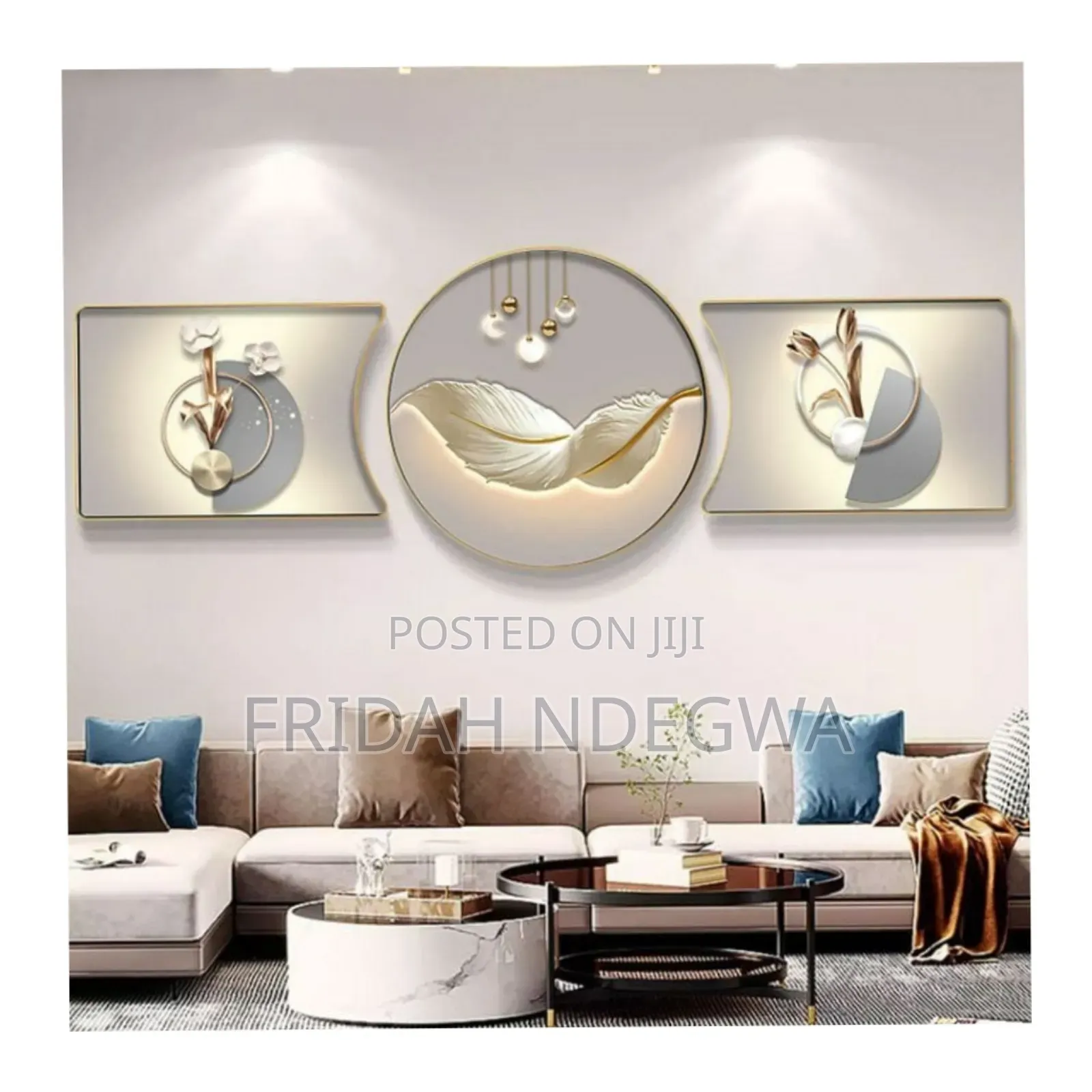 3pcs Crystal Porcelain Decorative Painting