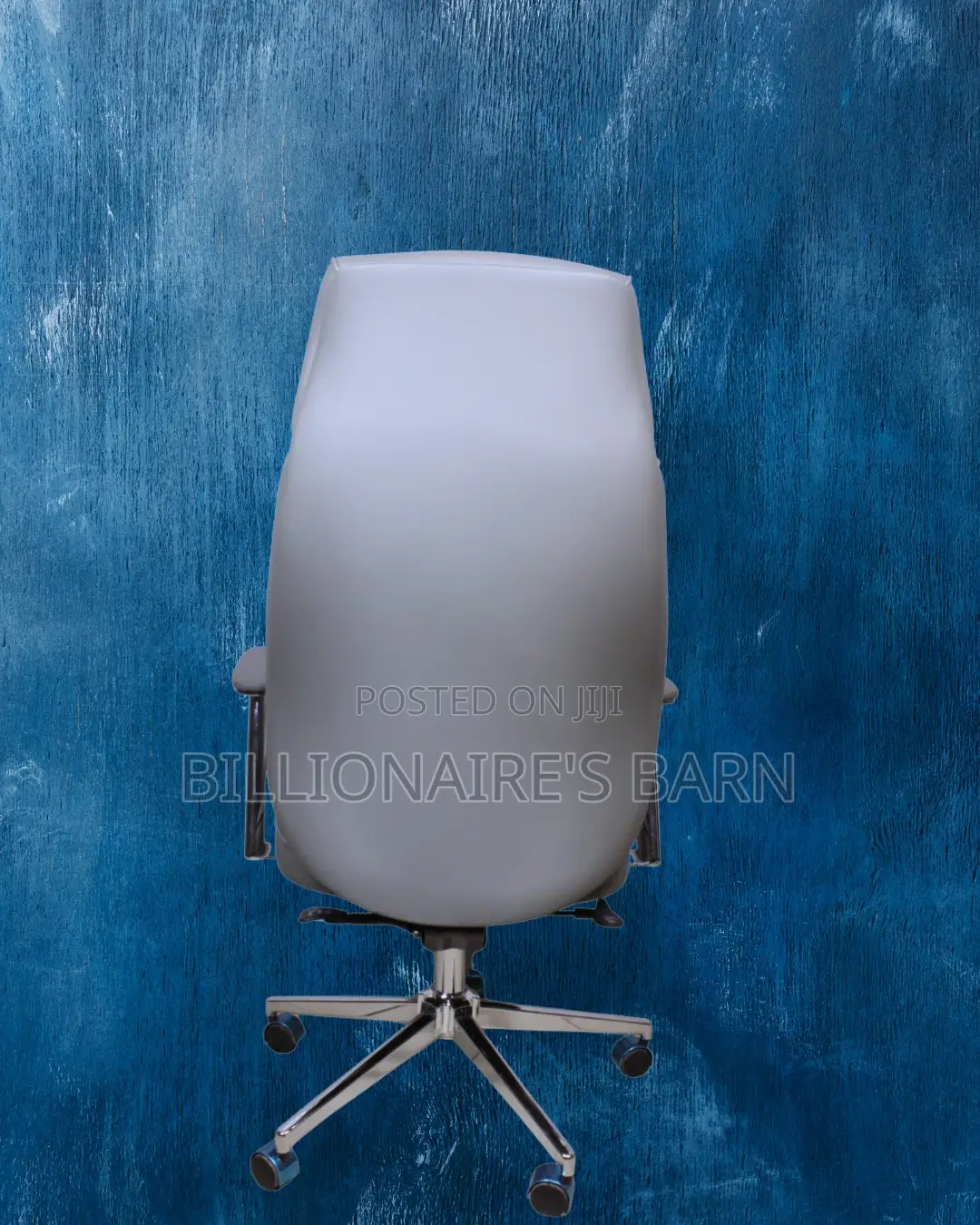 High-Back Grey Executive Leather Office Chair — Easy to Clean
