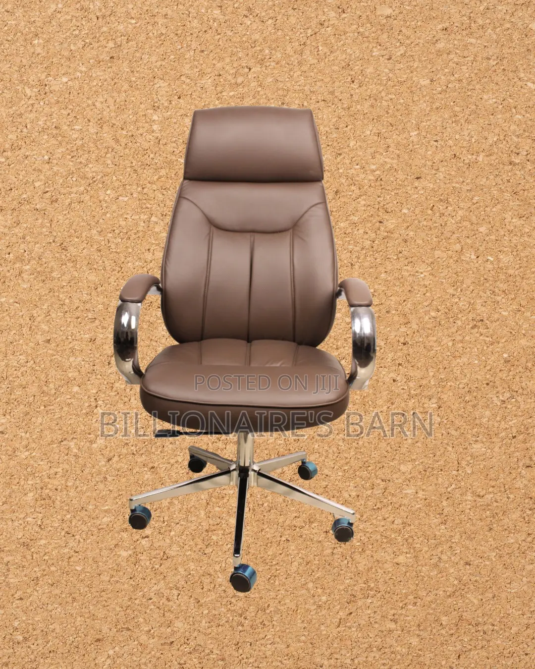 Brown Executive Leather Office Chair | Heavy-Duty Steel Frame