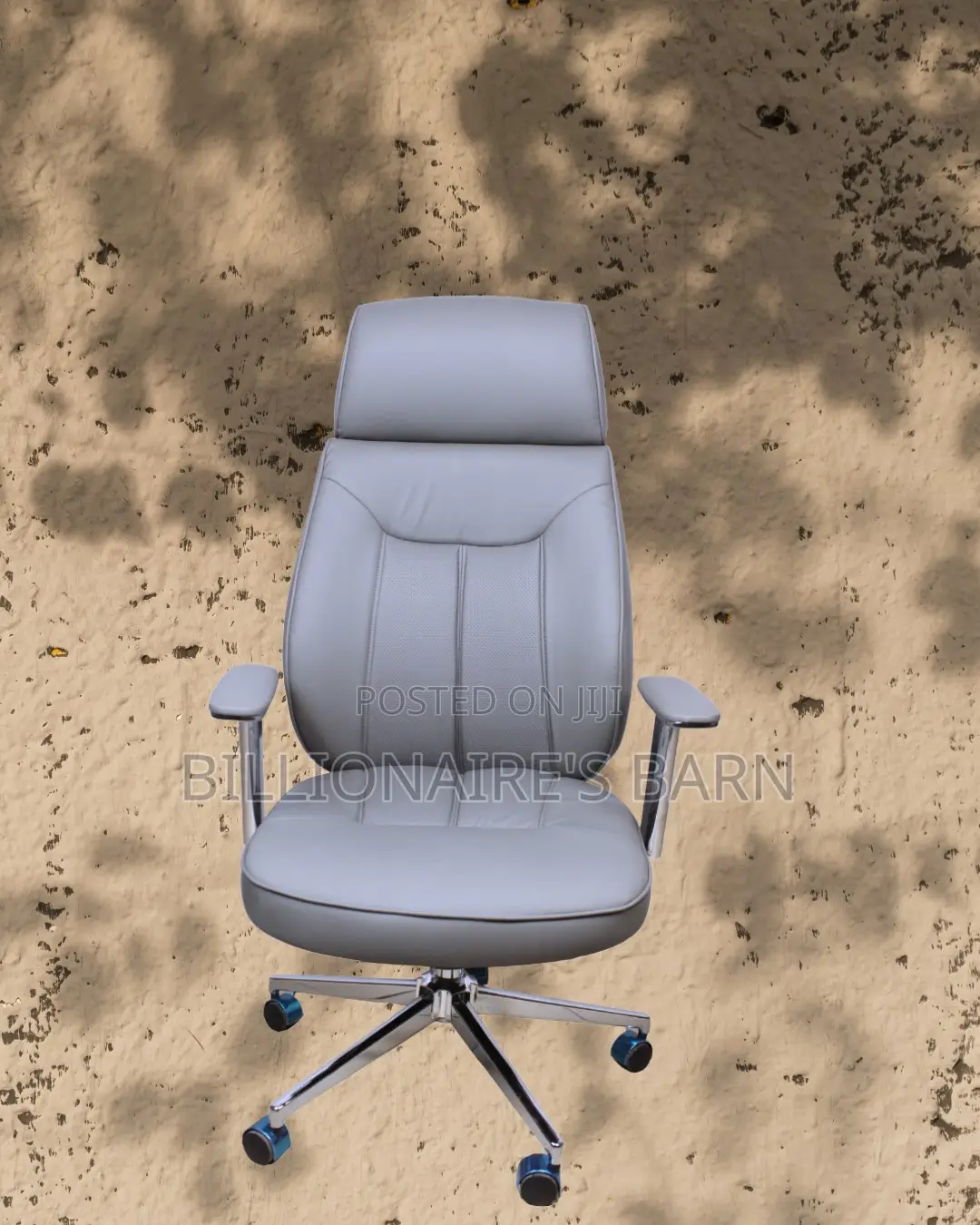 Grey Executive Leather Office Chair (Quiet-Roll) — Only a Few Left