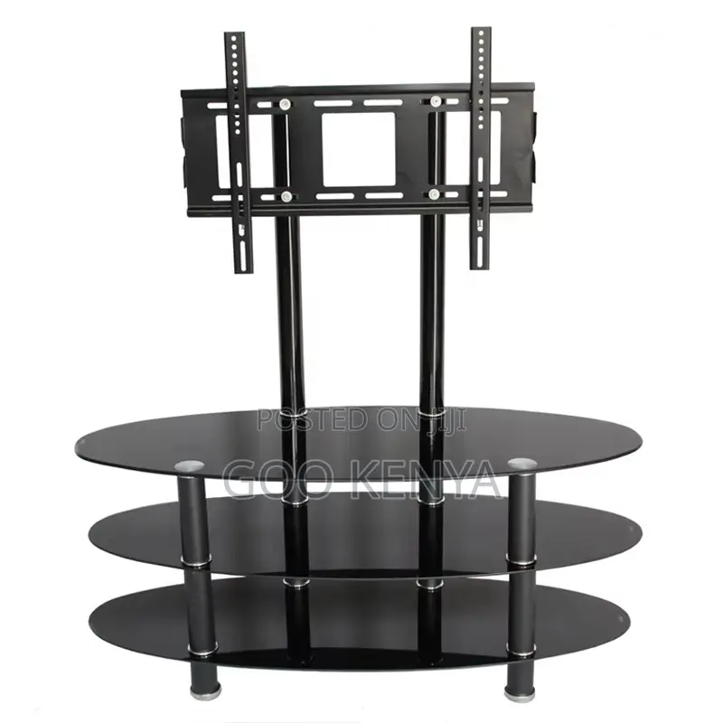 Home Tv Stand; Modern Glass Tv Console With Shelves and Mount