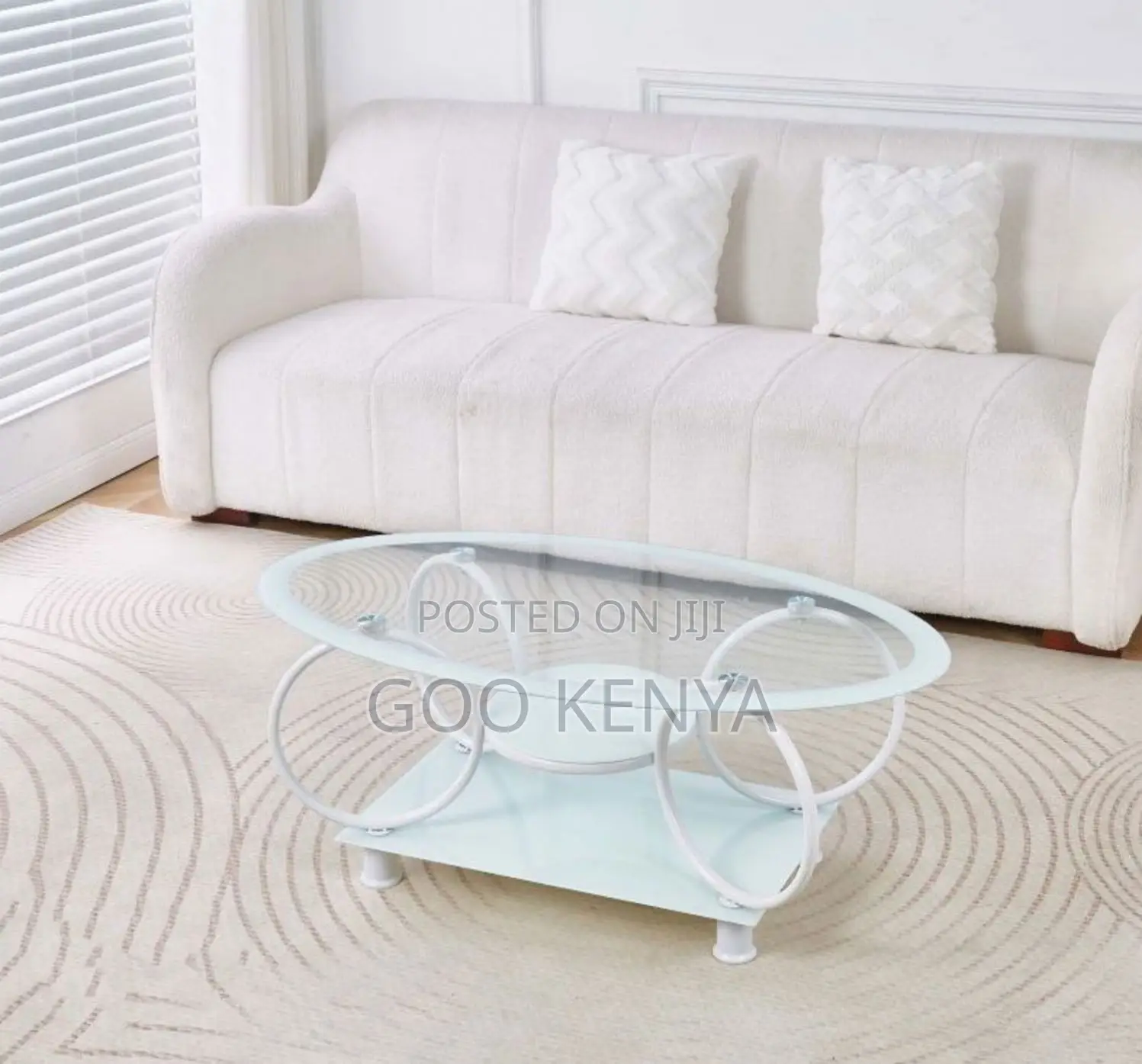 Home Coffee Table; Oval-Shaped Glass Coffee Table for Living Room