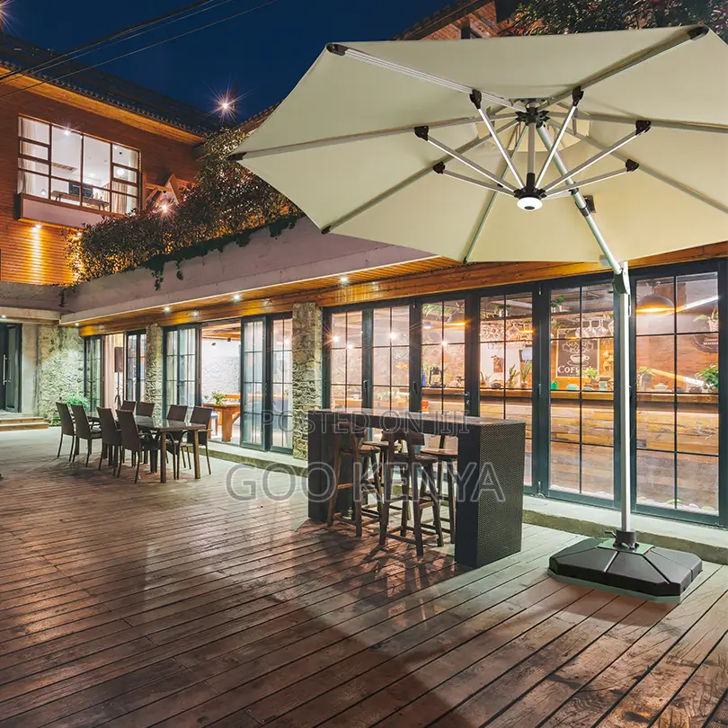 Outdoor Sun Umbrella; Modern Outdoor Garden Parasol With Solar