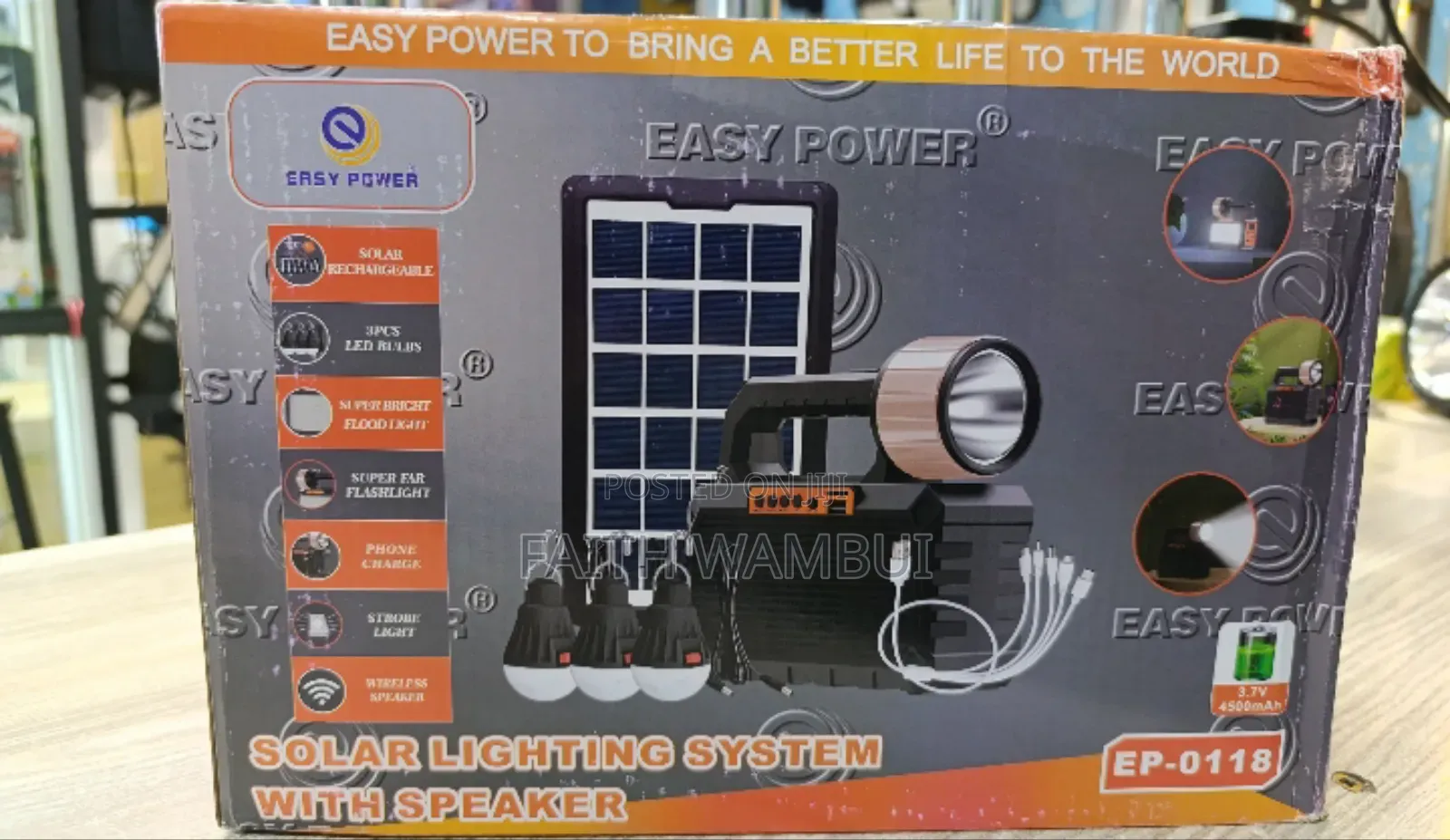 New Easy Power Solar Lighting System With Speakers Radio 4 Bulb