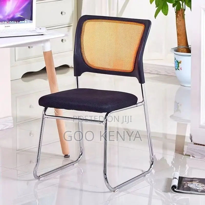 Waiting Chair; Breathable Mesh Office Guest Chair With Metal Base
