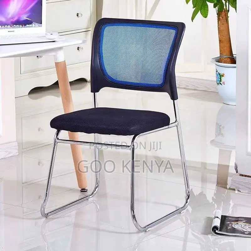 Waiting Chair; Breathable Mesh Office Guest Chair With Metal Base