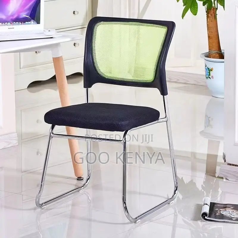 Waiting Chair; Breathable Mesh Office Guest Chair With Metal Base
