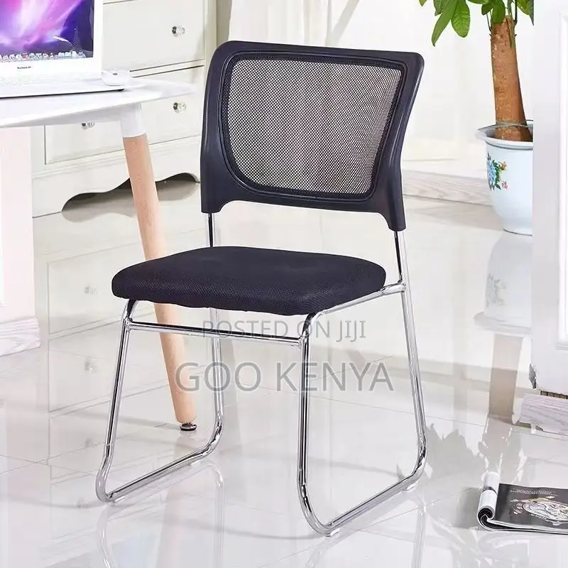 Waiting Chair; Breathable Mesh Office Guest Chair With Metal Base