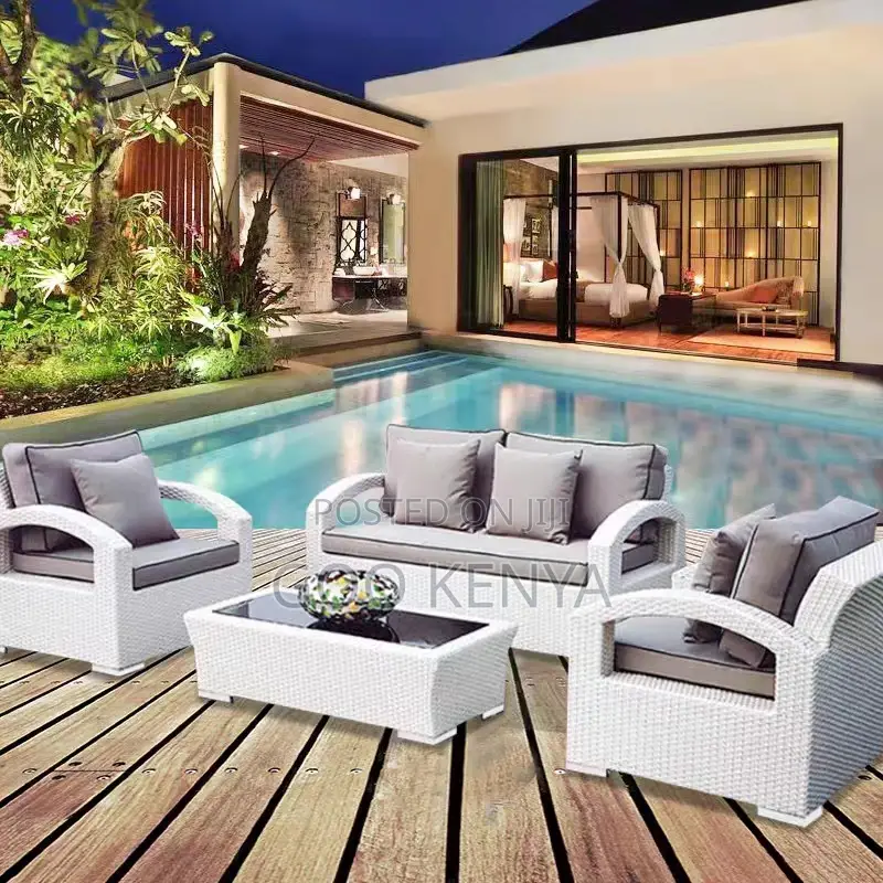 Garden Set; Rattan Patio Lounge Furniture With Cushioned Seats