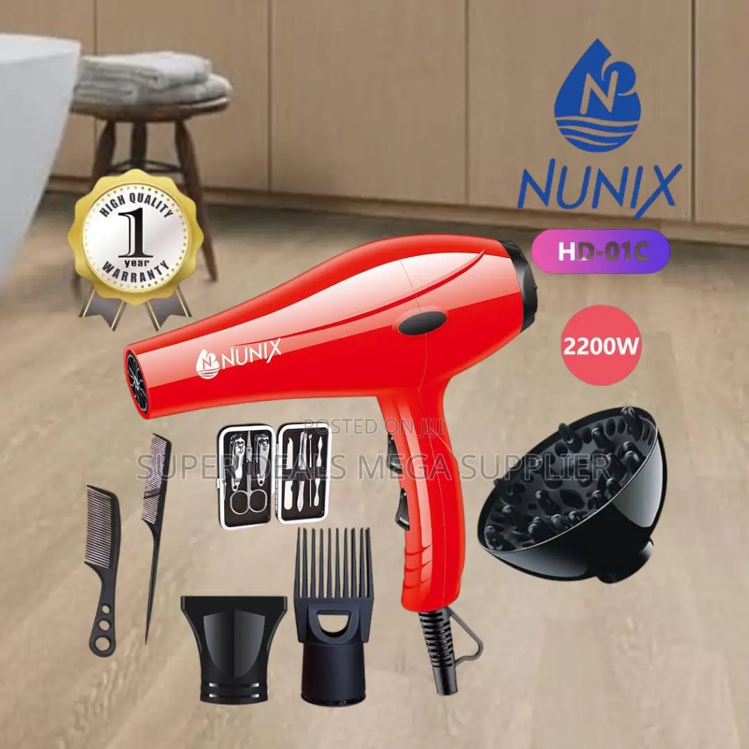 Fast Drying With Nunix Hd-01c Red Blow Dryer Lightweight and Quiet