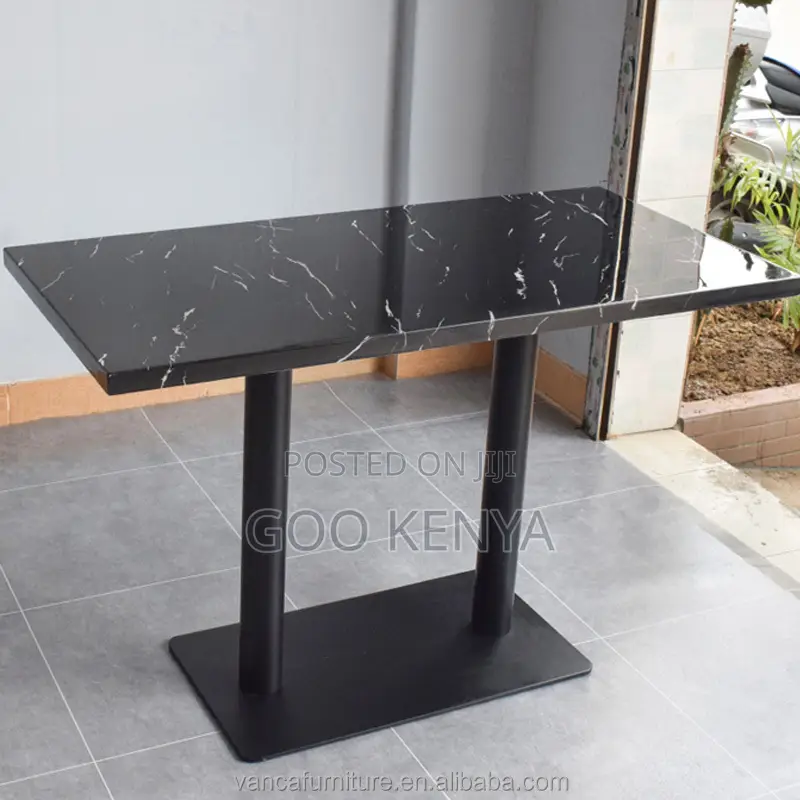 Home Dining Table; Marble and Wood Dining Table With Sturdy Base