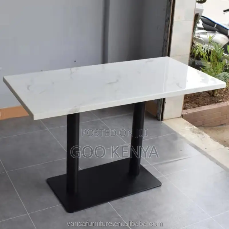 Home Dining Table; Marble and Wood Dining Table With Sturdy Base