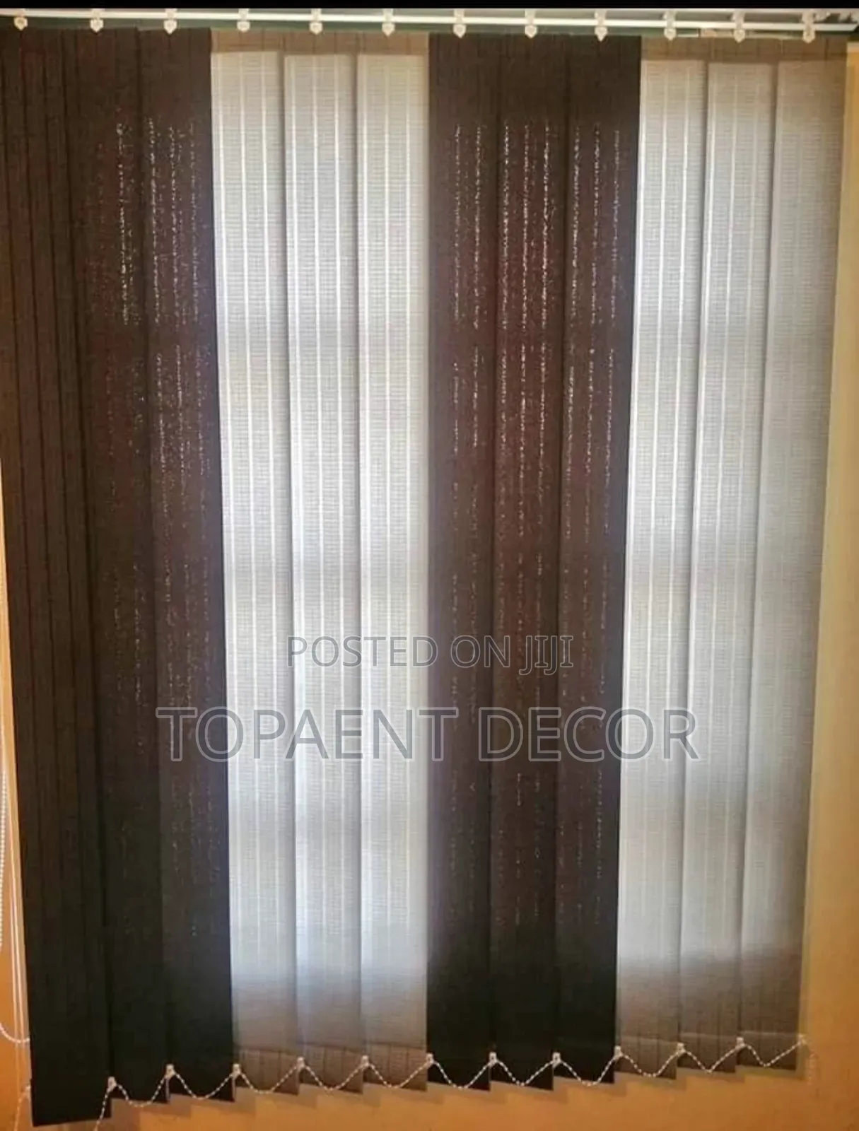 Brown and White Merge Vertical Slats for Vertical Blinds