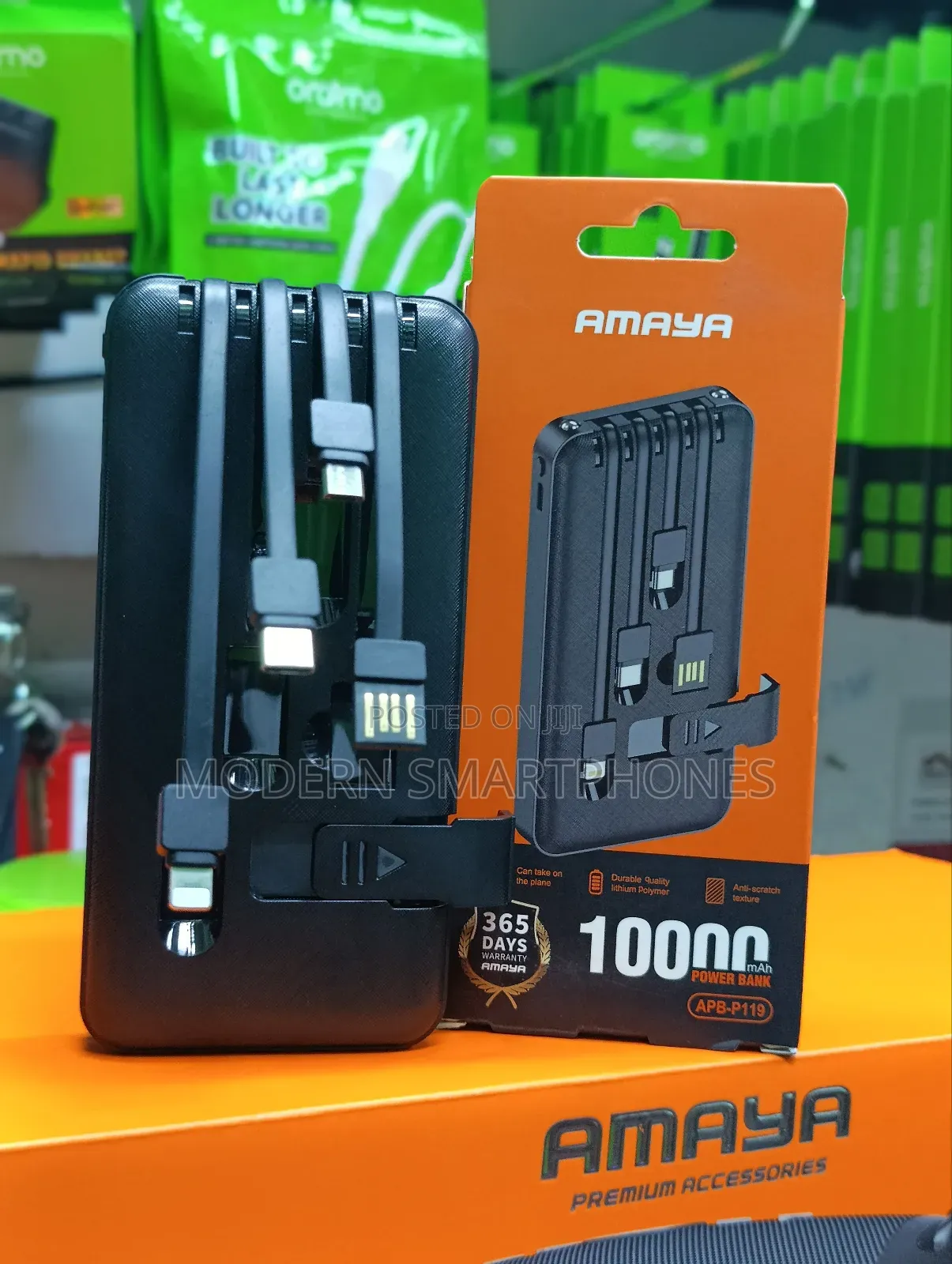 Amaya Apb -P119 10000mah Portable Powerbank With Inbuilt Cable