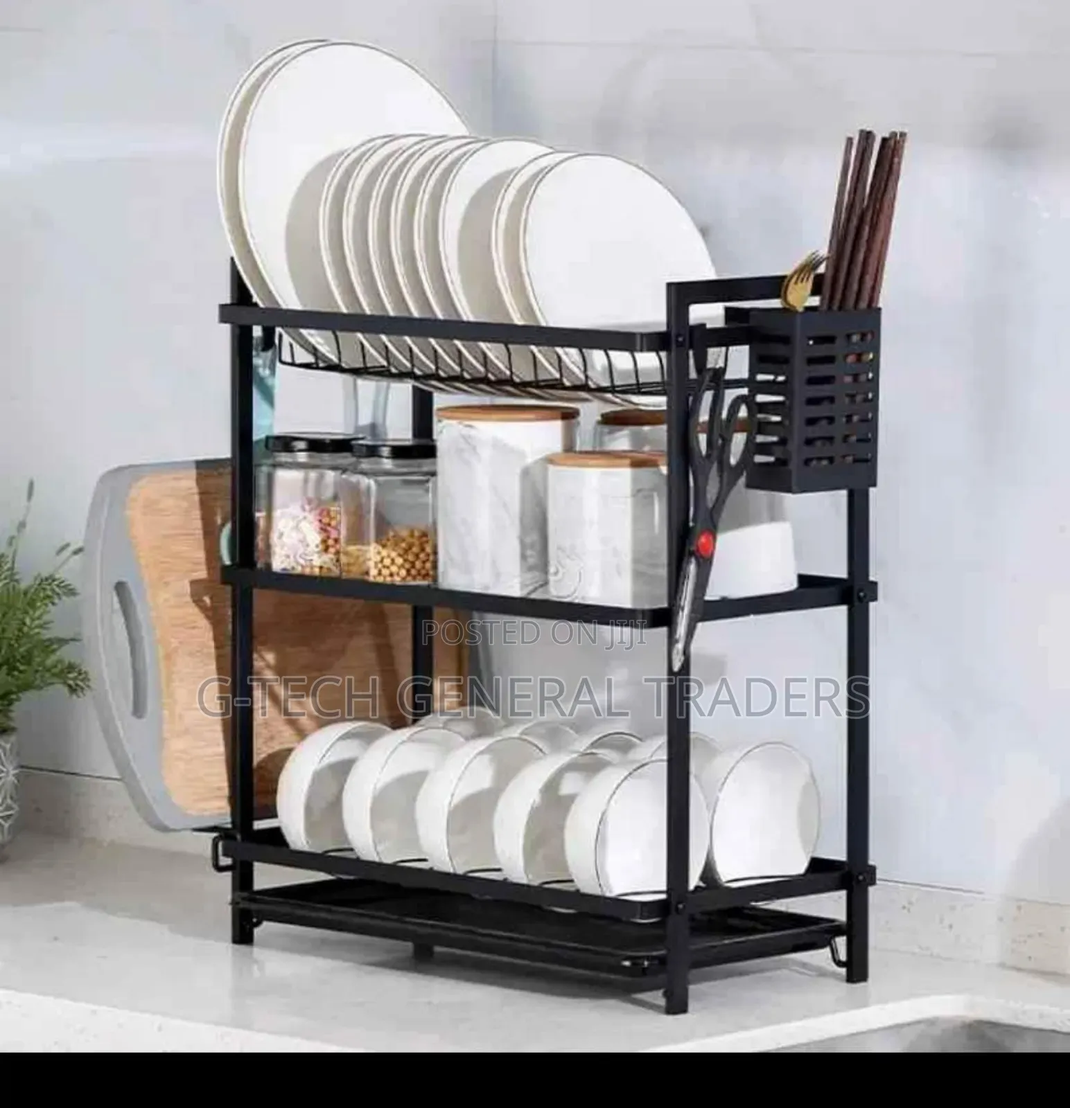 Heavy Gauge All Black 3 Tier Dishrack