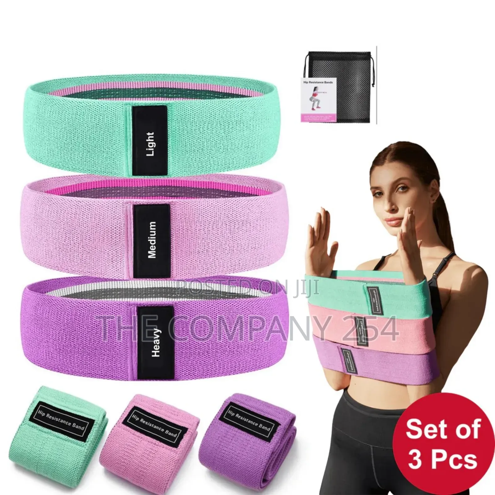 *Set Of 3 Resistance Bands For Legs And Butt.Exercise(Pink,Teal Green