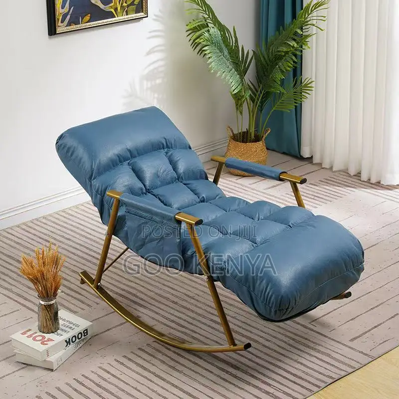 Outdoor Chair; Cozy Orange Fabric-Covered Rocking Armchair