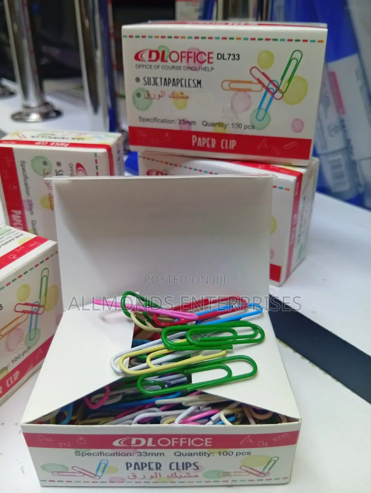 A Packet of Plastic Coloured Paper Clip 33mm - 100clips